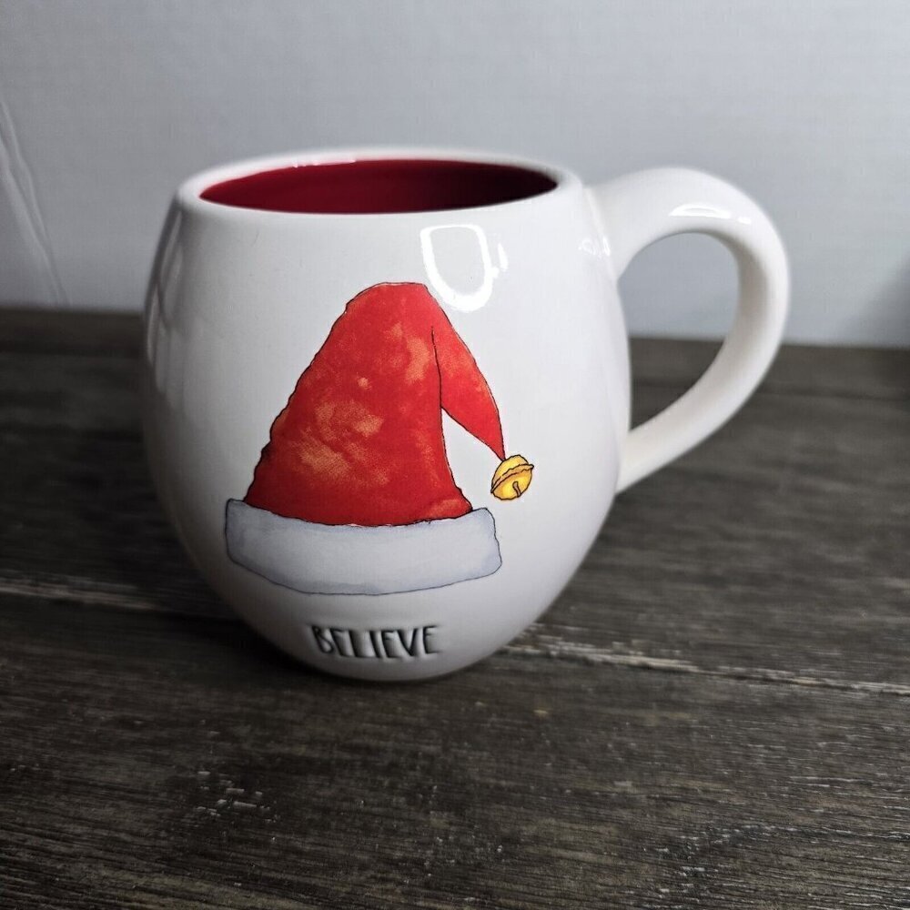 NWT Rae Dunn Artisan Believe Santa Hat Christmas Mug 2021 Magenta Farmhouse